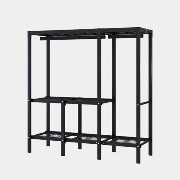 Black Steel Frame Wardrobe Contemporary Folding Wardrobe Armoire Clearhalo 'Armoires & Wardrobes' 'armoires_wardrobes' 'Bedroom Furniture' 'furn' 'furn_armoires_wardrobes' 'Furniture' 5721831