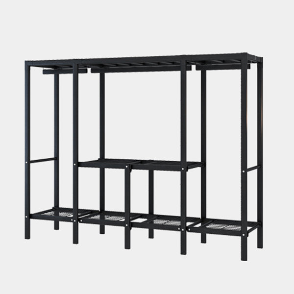 Black Steel Frame Wardrobe Contemporary Folding Wardrobe Armoire Clearhalo 'Armoires & Wardrobes' 'armoires_wardrobes' 'Bedroom Furniture' 'furn' 'furn_armoires_wardrobes' 'Furniture' 5721832