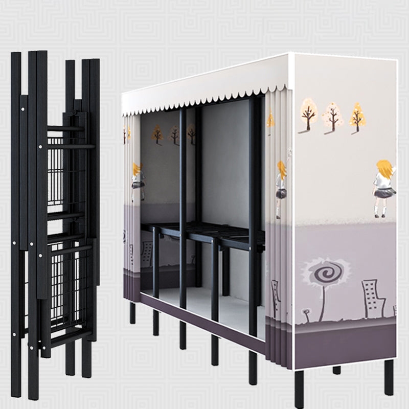 Black Steel Frame Wardrobe Contemporary Folding Wardrobe Armoire Clearhalo 'Armoires & Wardrobes' 'armoires_wardrobes' 'Bedroom Furniture' 'furn' 'furn_armoires_wardrobes' 'Furniture' 5721834