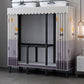 Black Steel Frame Wardrobe Contemporary Folding Wardrobe Armoire 47"L x 19"W x 68"H Gray Purple Clearhalo 'Armoires & Wardrobes' 'armoires_wardrobes' 'Bedroom Furniture' 'furn' 'furn_armoires_wardrobes' 'Furniture' 5721836
