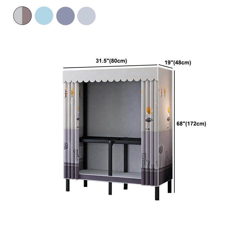 Black Steel Frame Wardrobe Contemporary Folding Wardrobe Armoire Clearhalo 'Armoires & Wardrobes' 'armoires_wardrobes' 'Bedroom Furniture' 'furn' 'furn_armoires_wardrobes' 'Furniture' 5721839
