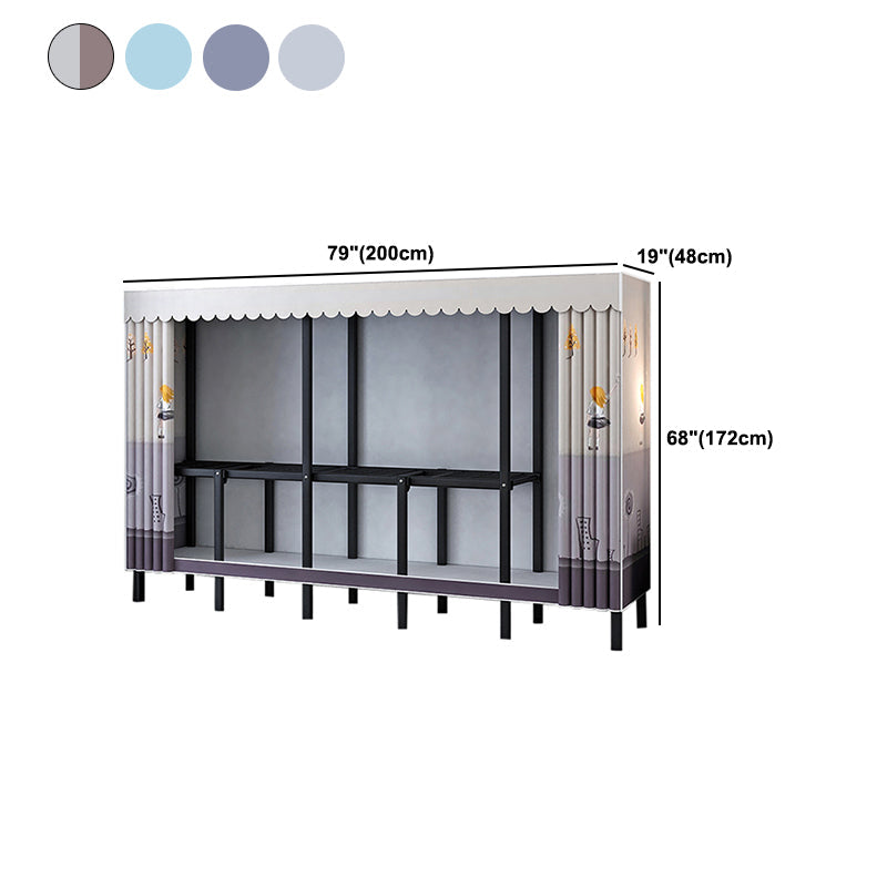 Black Steel Frame Wardrobe Contemporary Folding Wardrobe Armoire Clearhalo 'Armoires & Wardrobes' 'armoires_wardrobes' 'Bedroom Furniture' 'furn' 'furn_armoires_wardrobes' 'Furniture' 5721842