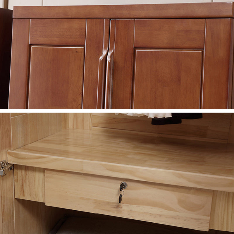 Armario de vestuario de madera de goma con estantes Gabinete de vestuario tradicional