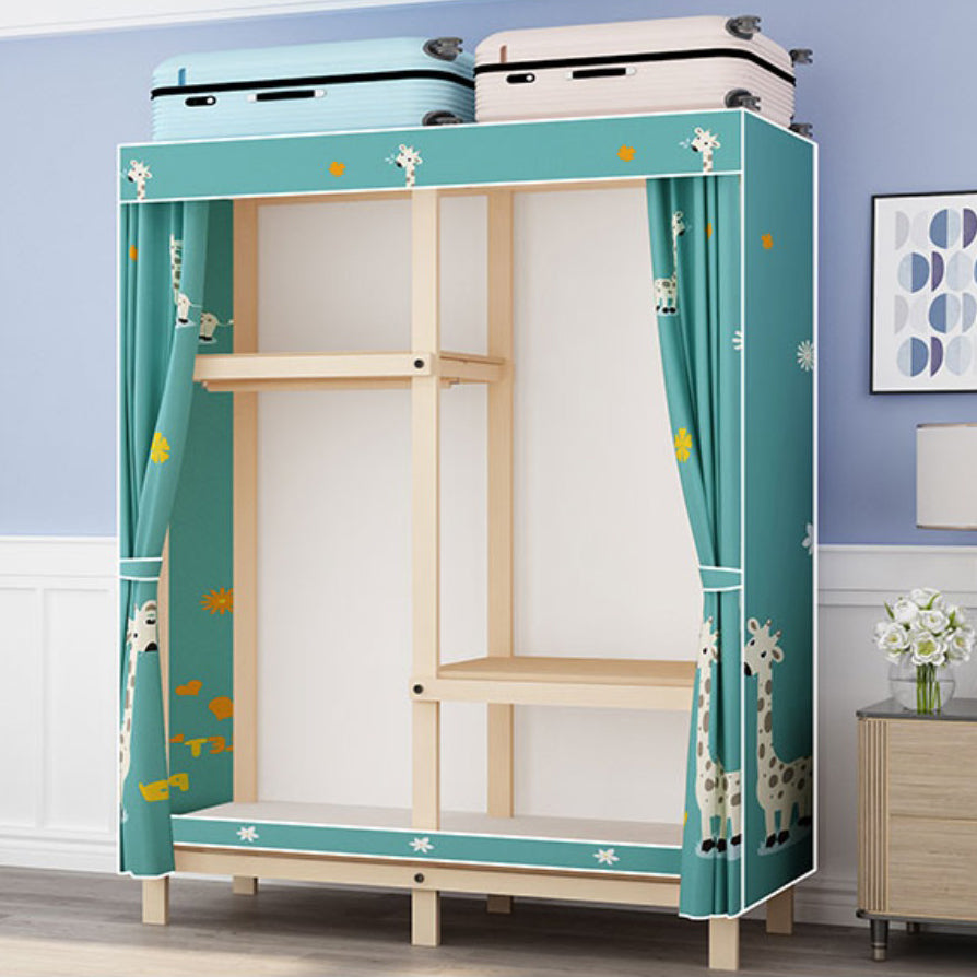 Contemporary Style Wardrobe Pine Solid Wood Wardrobe Closet with Legs