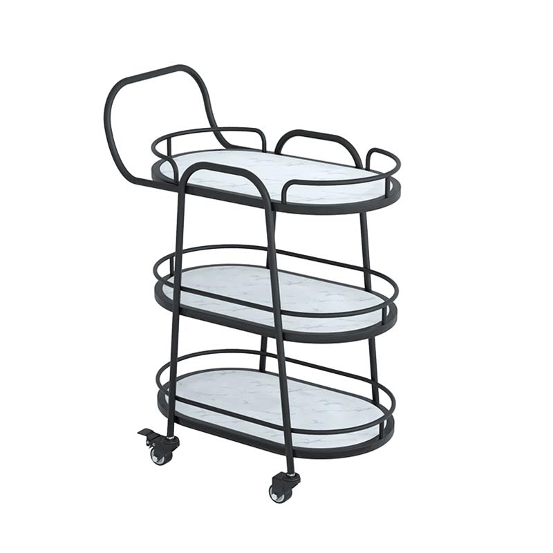 Contemporary Metal Prep Table 33.46"H Rolling Prep Table for Dining Room White-Black Faux Marble Clearhalo 'furn' 'furn_kitchen_islands_carts' 'Furniture' 'Kitchen & Dining Furniture' 'Kitchen Islands & Carts' 'kitchen_islands_carts' 5722122