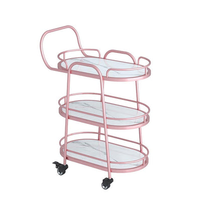Contemporary Metal Prep Table 33.46"H Rolling Prep Table for Dining Room White-Pink Manufactured Wood Clearhalo 'furn' 'furn_kitchen_islands_carts' 'Furniture' 'Kitchen & Dining Furniture' 'Kitchen Islands & Carts' 'kitchen_islands_carts' 5722131
