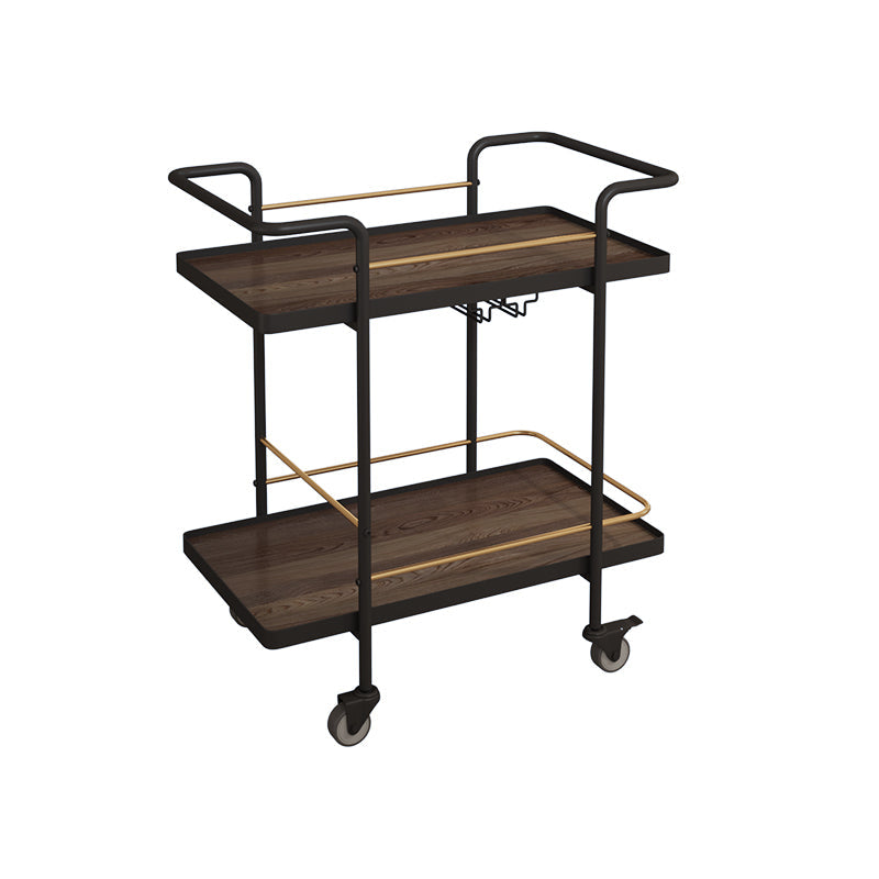 Modern Style Metal Prep Table 33.86"H Rolling Prep Table with Open Storage Espresso Clearhalo 'furn' 'furn_kitchen_islands_carts' 'Furniture' 'Kitchen & Dining Furniture' 'Kitchen Islands & Carts' 'kitchen_islands_carts' 5722196