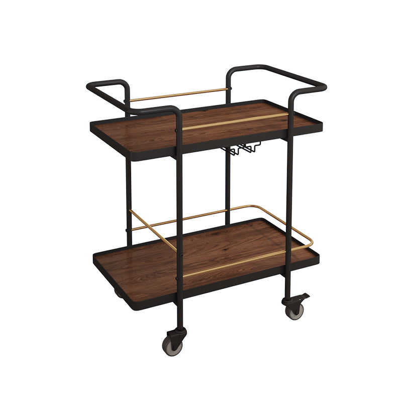 Modern Style Metal Prep Table 33.86"H Rolling Prep Table with Open Storage Brown Clearhalo 'furn' 'furn_kitchen_islands_carts' 'Furniture' 'Kitchen & Dining Furniture' 'Kitchen Islands & Carts' 'kitchen_islands_carts' 5722202