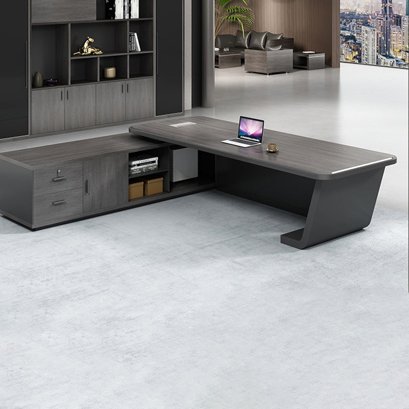 L-Shape Executive Desk Contemporary Office Desk with 2 Drawers