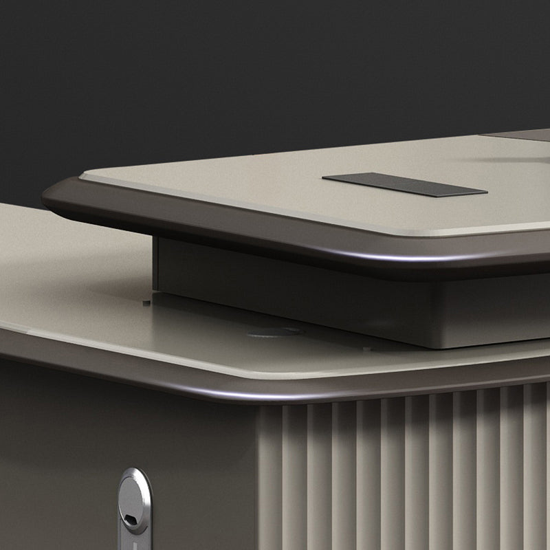 Scrivania per ufficio contemporanea scrivania esecutiva a forma di legno artificiale con 2 cassetti