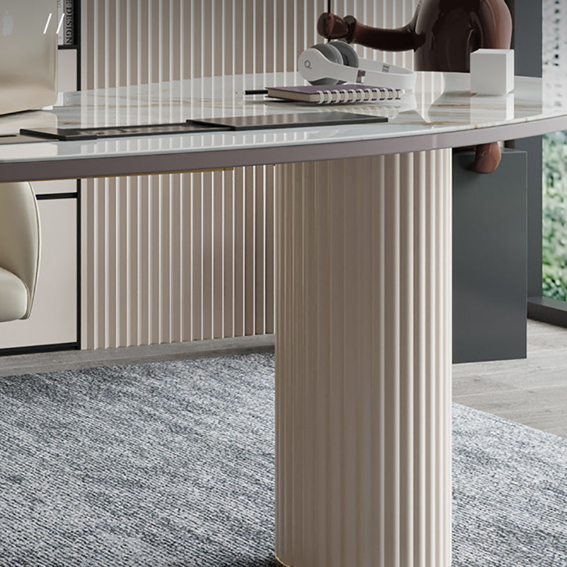 Home Glam Style Writing Desk Pedestal Office Desk with 3 Drawers Clearhalo 'furn' 'furn_office_desk' 'Furniture' 'Office Desks' 'Office Furniture' 'office_desk' 5722351