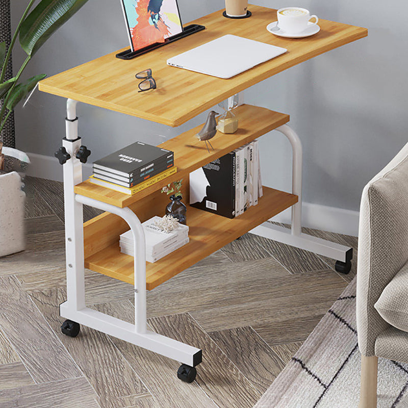 Modern Writing Desk Wooden Rectangular Standing Desk with Caster Wheel 31"L x 16"W x 24"H Natural Clearhalo 'furn' 'furn_office_desk' 'Furniture' 'Office Desks' 'Office Furniture' 'office_desk' 5722407