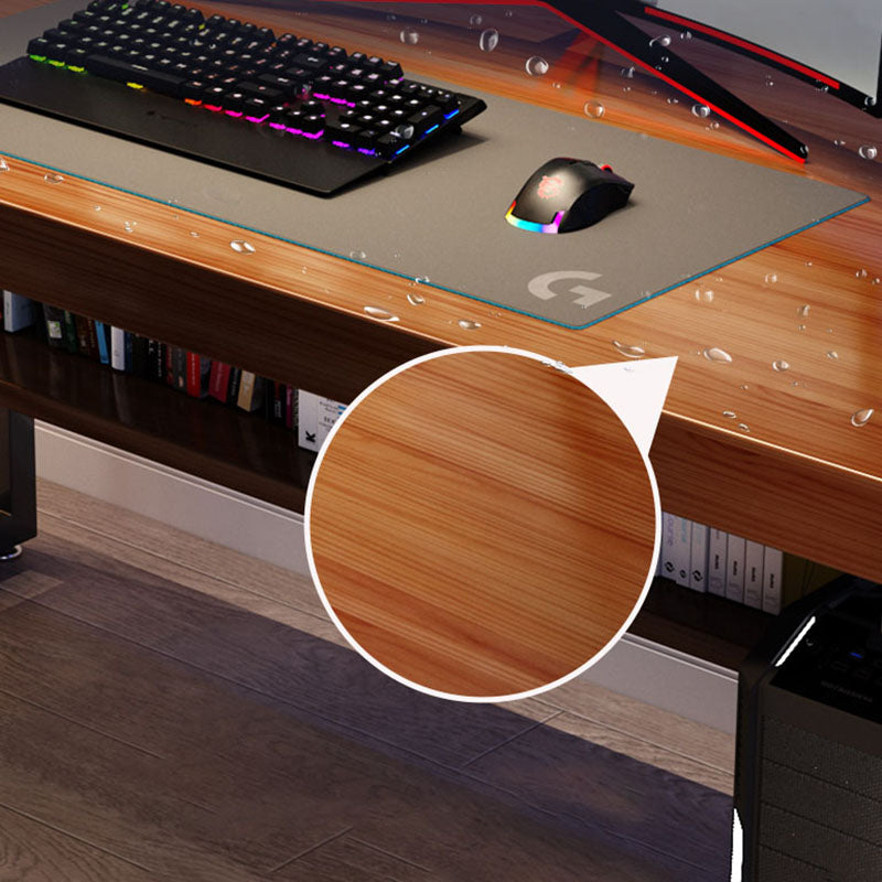 Solid Wood Rectangular Computer Desk Home and Office Brown Desk with Shelf Clearhalo 'furn' 'furn_office_desk' 'Furniture' 'Office Desks' 'Office Furniture' 'office_desk' 5722546