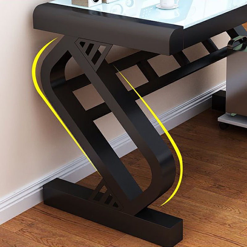 Contemporary Glass Office Desk Rectangular Gaming Desk with Metal Legs Clearhalo 'furn' 'furn_office_desk' 'Furniture' 'Office Desks' 'Office Furniture' 'office_desk' 5722564