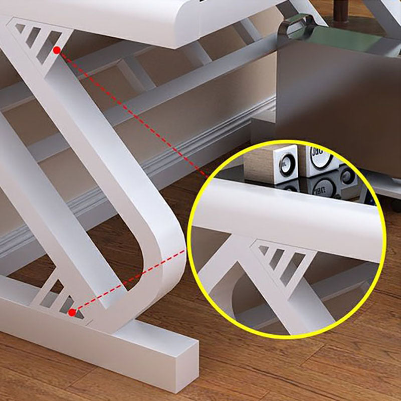 Contemporary Glass Office Desk Rectangular Gaming Desk with Metal Legs Clearhalo 'furn' 'furn_office_desk' 'Furniture' 'Office Desks' 'Office Furniture' 'office_desk' 5722565