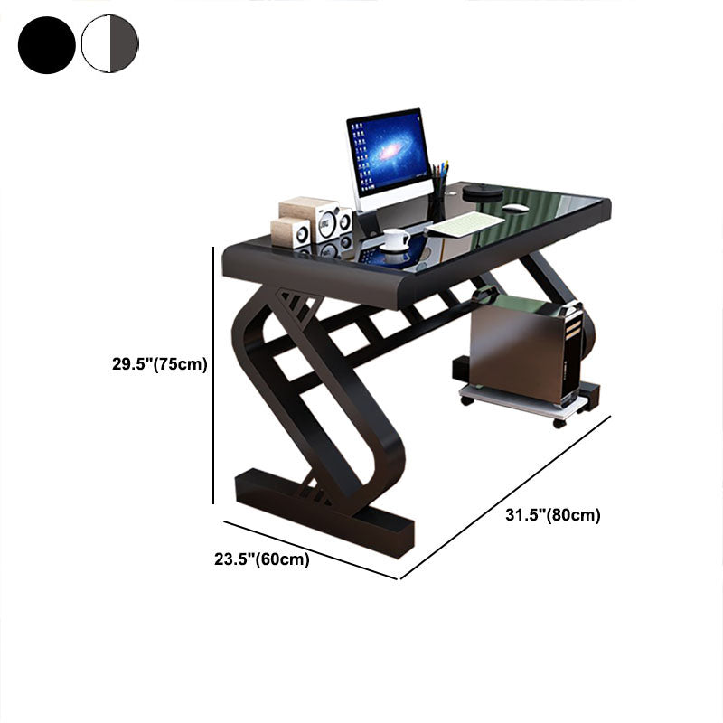 Contemporary Glass Office Desk Rectangular Gaming Desk with Metal Legs Clearhalo 'furn' 'furn_office_desk' 'Furniture' 'Office Desks' 'Office Furniture' 'office_desk' 5722571