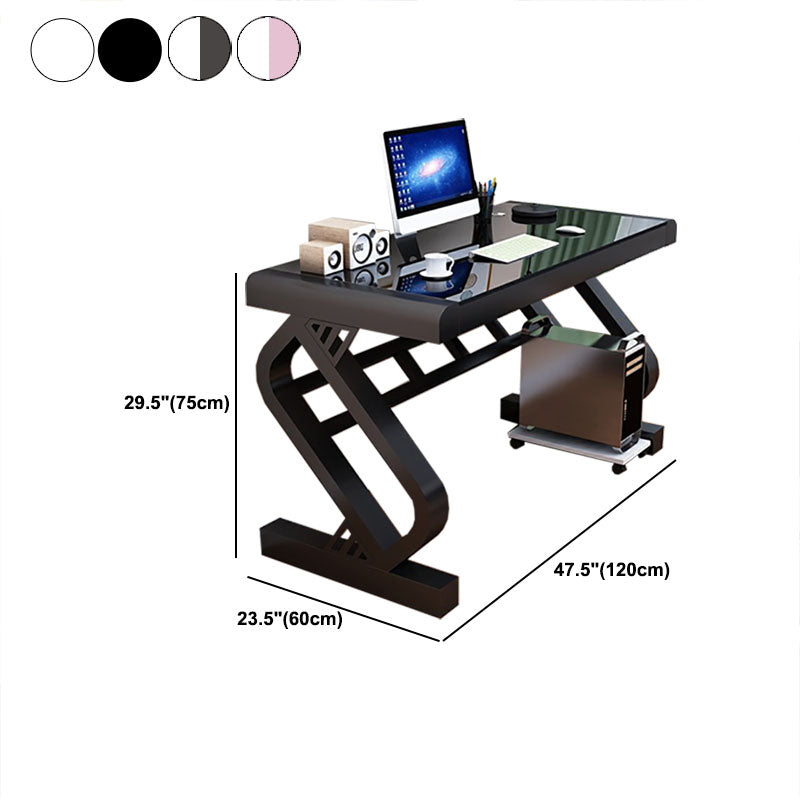 Contemporary Glass Office Desk Rectangular Gaming Desk with Metal Legs Clearhalo 'furn' 'furn_office_desk' 'Furniture' 'Office Desks' 'Office Furniture' 'office_desk' 5722573