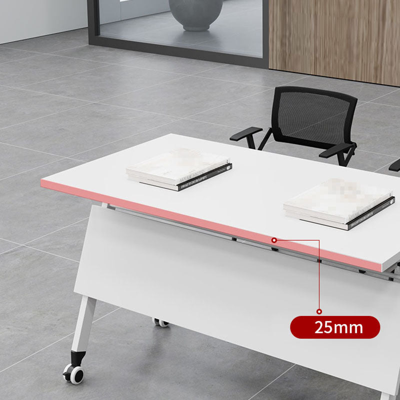 Escritorio de oficina de vidrio contemporáneo escritorio rectangular de escritura con ruedas de lanzadores