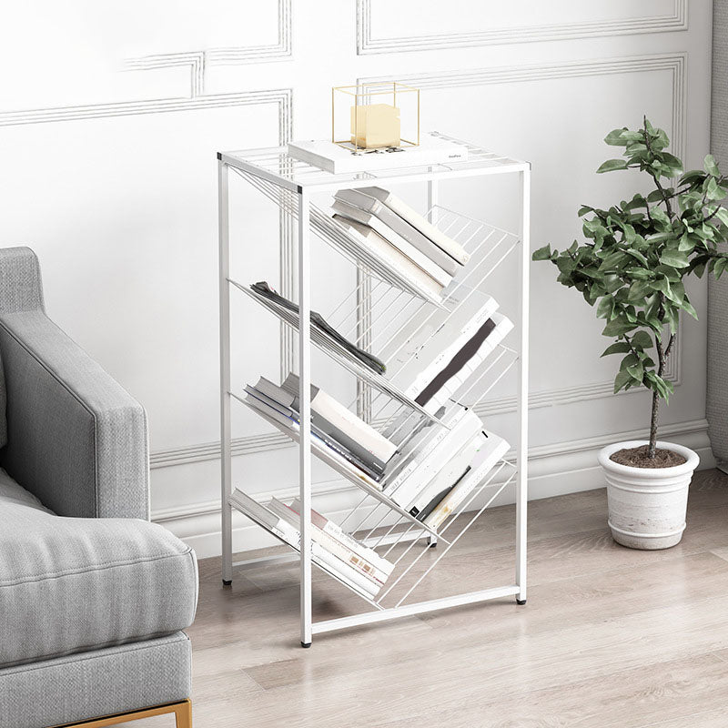Modern Etagere Metal Bookcase White Vertical Shelf Bookcase for Study Room 15.7"L x 9.4"W x 33.5"H Clearhalo 'Bookcases' 'furn' 'furn_bookcases' 'Furniture' 'Office Furniture' 5722849