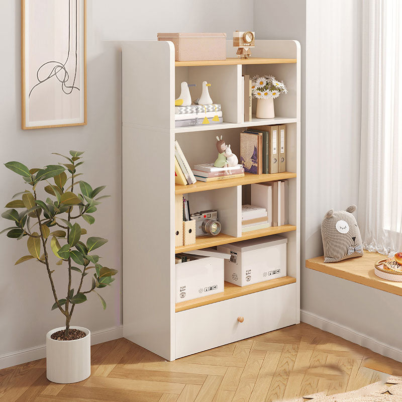 Modern Style Bookcase with Drawer Engineered Wood Shelf for Living Room