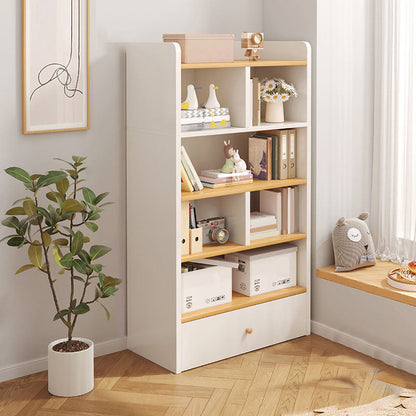 Modern Style Bookcase with Drawer Engineered Wood Shelf for Living Room