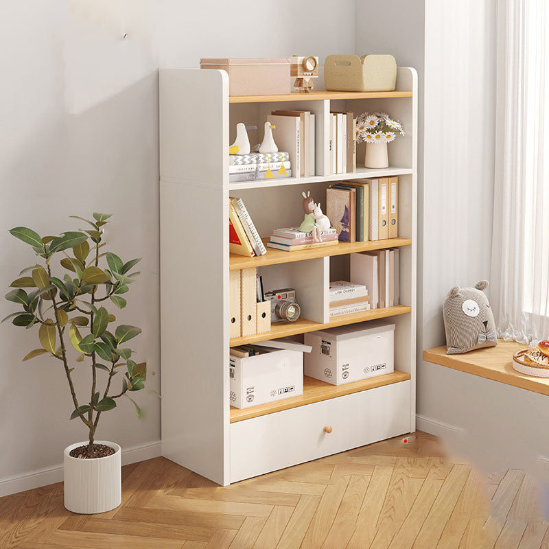 Modern Style Bookcase with Drawer Engineered Wood Shelf for Living Room