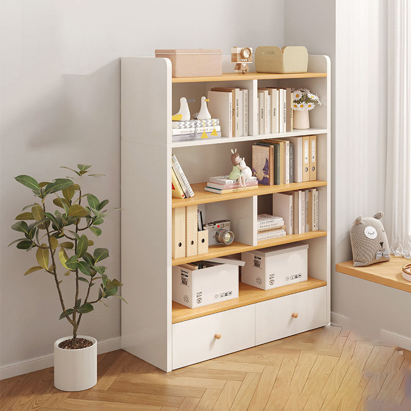 Modern Style Bookcase with Drawer Engineered Wood Shelf for Living Room