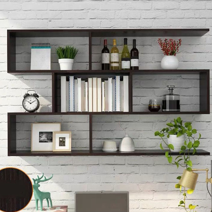 Modern and Contemporary Shelf Bookcase Wall Mounted Wooden Book Shelf for Office Black Clearhalo 'Bookcases' 'furn' 'furn_bookcases' 'Furniture' 'Office Furniture' 5722976
