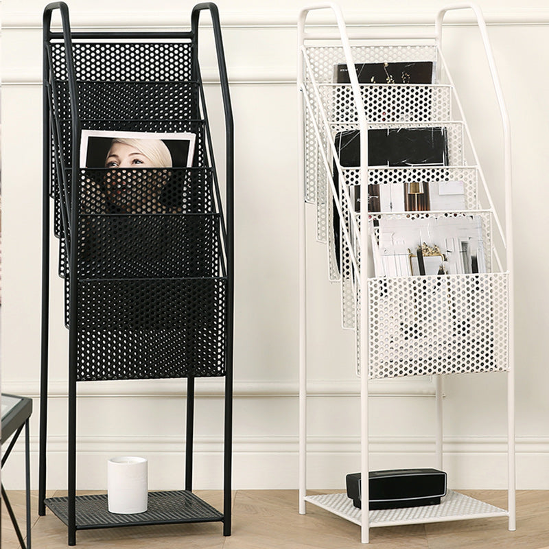 Modern Metal Bookshelf Geometric Vertical Closed Back Bookcase