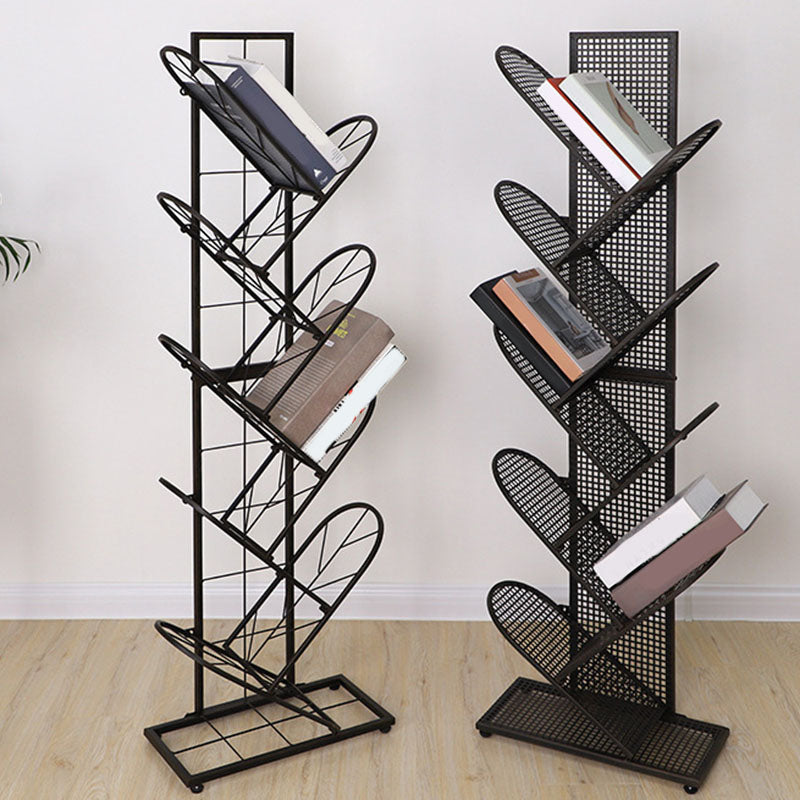 Modern Metal Bookcase Geometric Closed Back Bookshelf in Burnish Clearhalo 'Bookcases' 'furn' 'furn_bookcases' 'Furniture' 'Office Furniture' 5723380