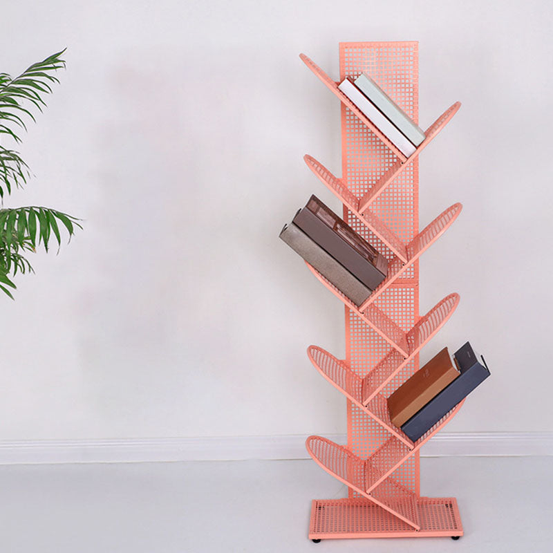 Modern Metal Bookcase Geometric Closed Back Bookshelf in Burnish Clearhalo 'Bookcases' 'furn' 'furn_bookcases' 'Furniture' 'Office Furniture' 5723384