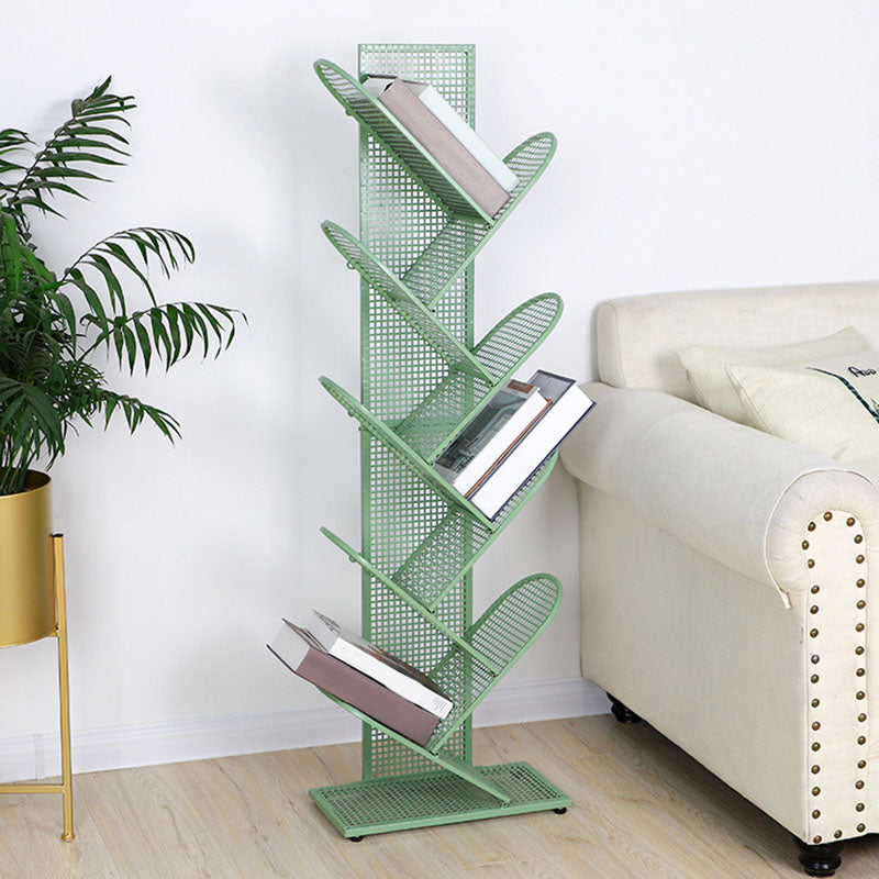 Modern Metal Bookcase Geometric Closed Back Bookshelf in Burnish Clearhalo 'Bookcases' 'furn' 'furn_bookcases' 'Furniture' 'Office Furniture' 5723387