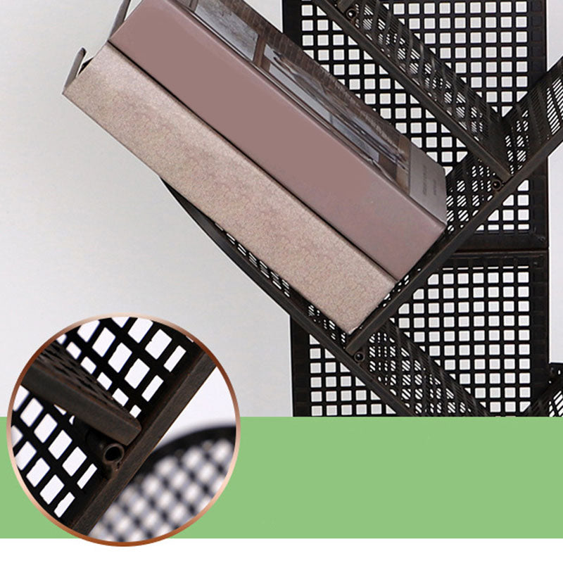 Modern Metal Bookcase Geometric Closed Back Bookshelf in Burnish Clearhalo 'Bookcases' 'furn' 'furn_bookcases' 'Furniture' 'Office Furniture' 5723393