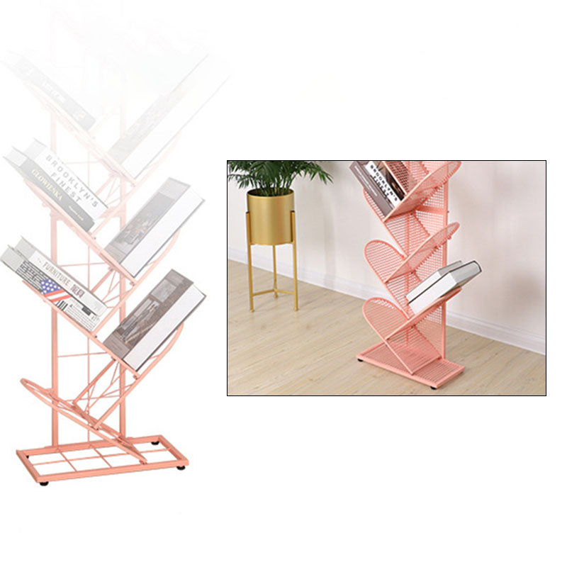 Modern Metal Bookcase Geometric Closed Back Bookshelf in Burnish Clearhalo 'Bookcases' 'furn' 'furn_bookcases' 'Furniture' 'Office Furniture' 5723395