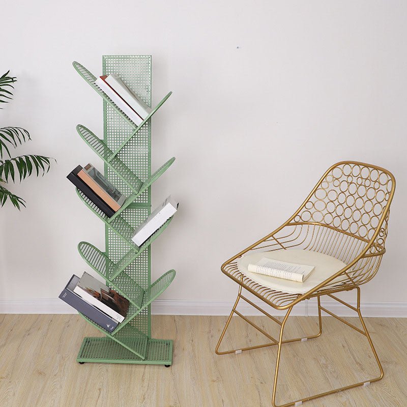 Modern Metal Bookcase Geometric Closed Back Bookshelf in Burnish Clearhalo 'Bookcases' 'furn' 'furn_bookcases' 'Furniture' 'Office Furniture' 5723400
