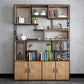 Modern Metal Bookcase Black Geometric Open Shelf Bookshelf with Doors