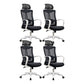 Modern Fixed Arms Desk Chair High-back Office Ergonomic Chair 4 Piece Set With Headrest Clearhalo 'furn' 'furn_office_chair' 'Furniture' 'Office Chairs' 'Office Furniture' 'office_chair' 5723435