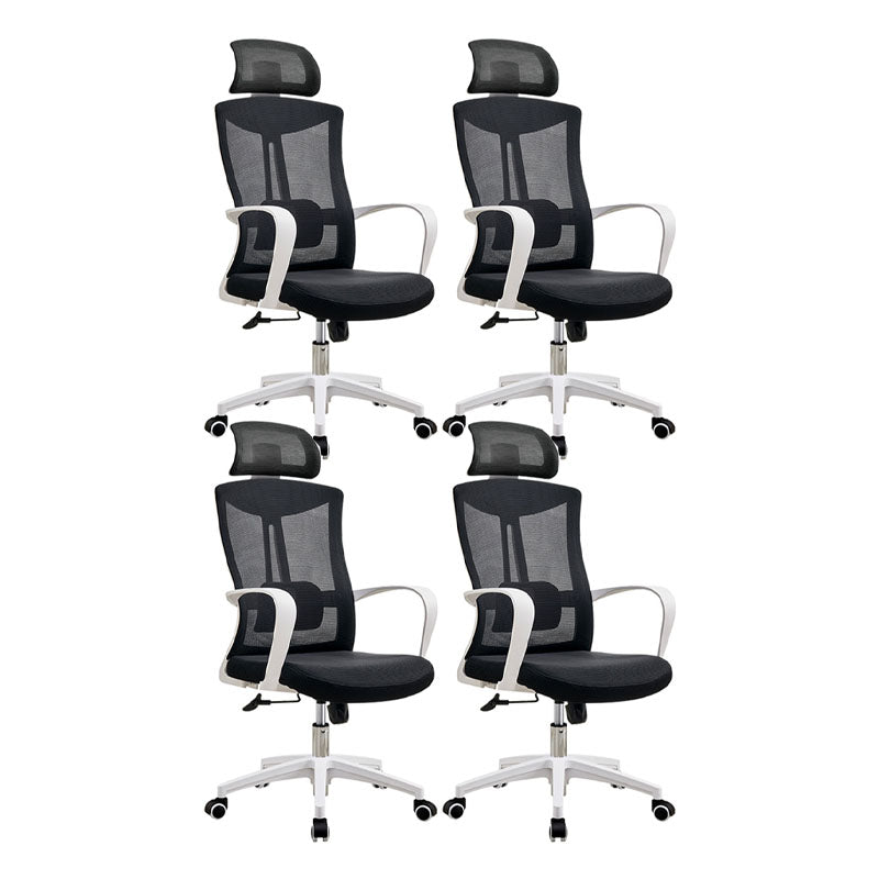 Modern Fixed Arms Desk Chair High-back Office Ergonomic Chair 4 Piece Set With Headrest Clearhalo 'furn' 'furn_office_chair' 'Furniture' 'Office Chairs' 'Office Furniture' 'office_chair' 5723435
