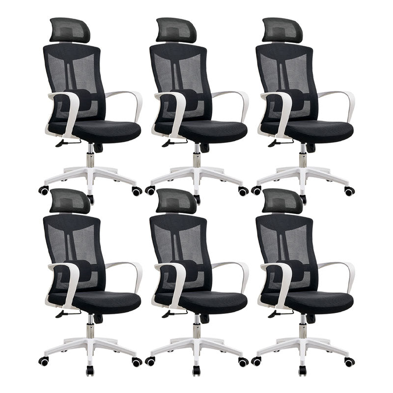 Modern Fixed Arms Desk Chair High-back Office Ergonomic Chair 6 Piece Set With Headrest Clearhalo 'furn' 'furn_office_chair' 'Furniture' 'Office Chairs' 'Office Furniture' 'office_chair' 5723437