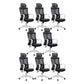 Modern Fixed Arms Desk Chair High-back Office Ergonomic Chair 8 Piece Set With Headrest Clearhalo 'furn' 'furn_office_chair' 'Furniture' 'Office Chairs' 'Office Furniture' 'office_chair' 5723439