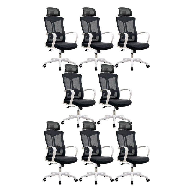 Modern Fixed Arms Desk Chair High-back Office Ergonomic Chair 8 Piece Set With Headrest Clearhalo 'furn' 'furn_office_chair' 'Furniture' 'Office Chairs' 'Office Furniture' 'office_chair' 5723439