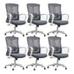 Modern Fixed Arms Desk Chair High-back Office Ergonomic Chair 6 Piece Set Without Headrest Clearhalo 'furn' 'furn_office_chair' 'Furniture' 'Office Chairs' 'Office Furniture' 'office_chair' 5723446