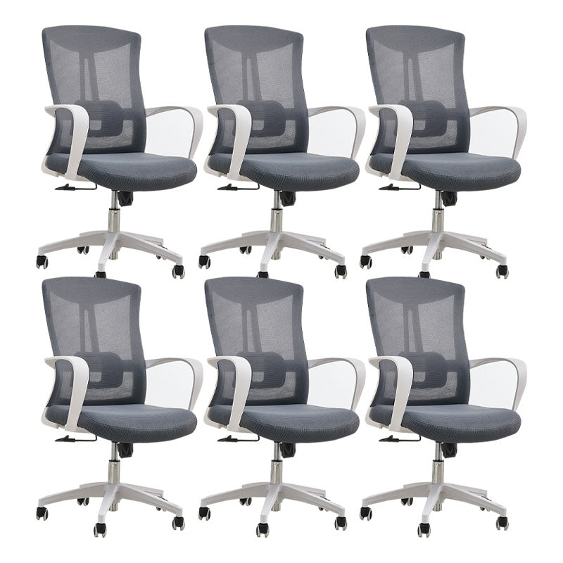 Modern Fixed Arms Desk Chair High-back Office Ergonomic Chair 6 Piece Set Without Headrest Clearhalo 'furn' 'furn_office_chair' 'Furniture' 'Office Chairs' 'Office Furniture' 'office_chair' 5723446