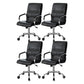 High Back Fixed Arms Chair Leather Black Faux Leather Office Chair