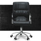 High Back Fixed Arms Chair Leather Black Faux Leather Office Chair
