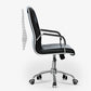 High Back Fixed Arms Chair Leather Black Faux Leather Office Chair