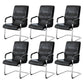 High Back Fixed Arms Chair Leather Black Faux Leather Office Chair