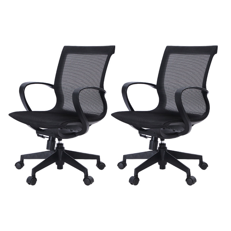 Mid-back Swivel/Tilt Chair Black Bureau Chair Fixed Arms Desk Chair