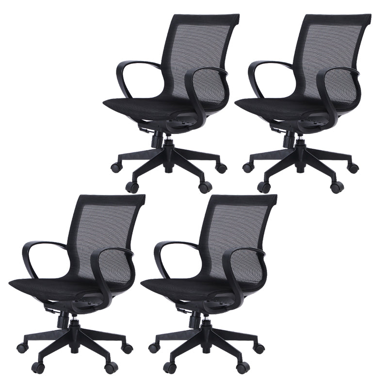 Mid-back Swivel/Tilt Chair Black Bureau Chair Fixed Arms Desk Chair
