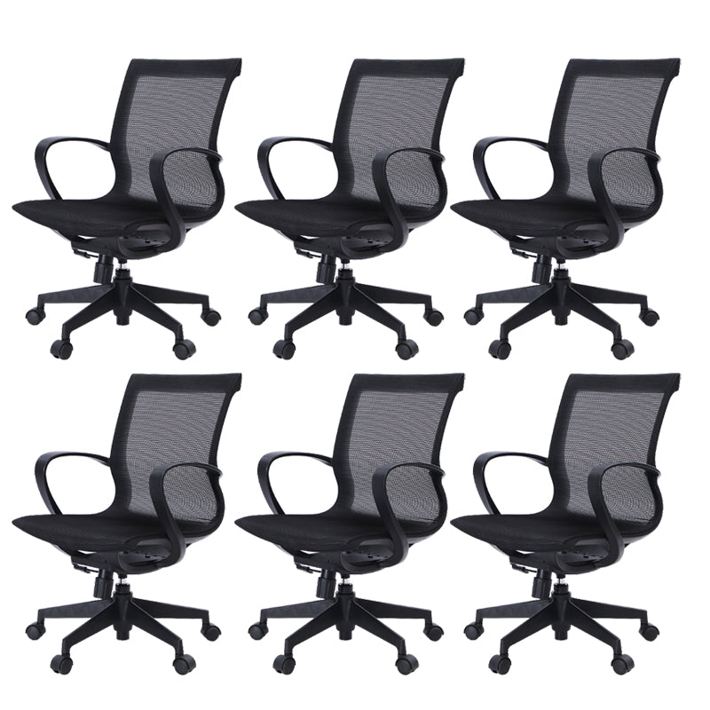 Mid-back Swivel/Tilt Chair Black Bureau Chair Fixed Arms Desk Chair